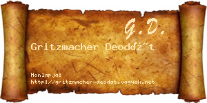 Gritzmacher Deodát névjegykártya